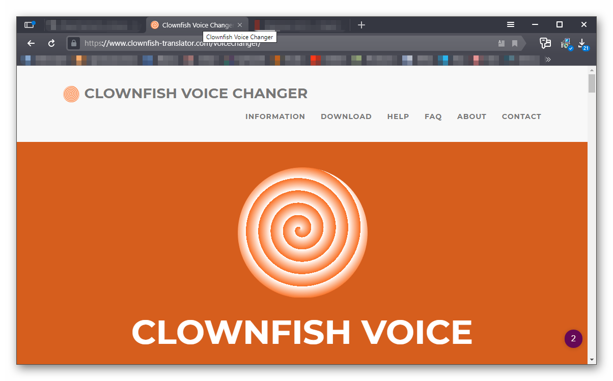 Страница для скачивания Clownfish