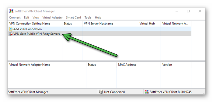 Подключение VPN Gate Public VPN Relay Servers