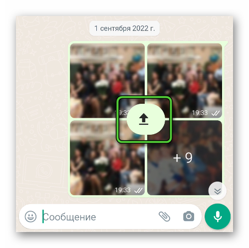 Иконка загрузки фото в WhatsApp