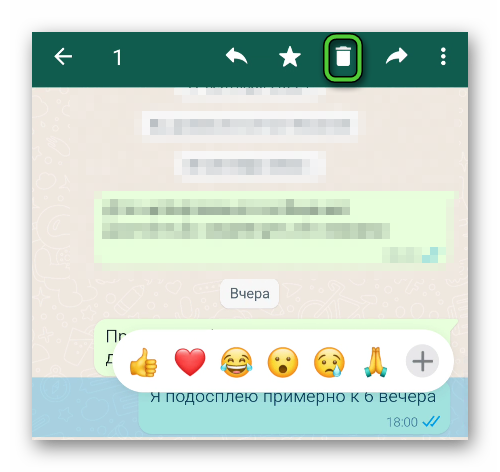Иконка Корзина для удаления сообщения в WhatsApp