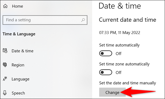 Как изменить время в Windows 10 3