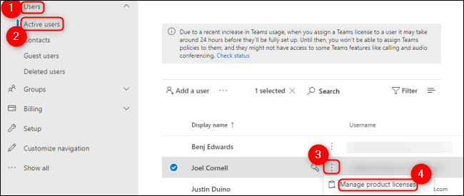 Microsoft Admin Center Manage Active Users