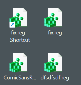 Зеленые файлы REG вместо обычных синих.