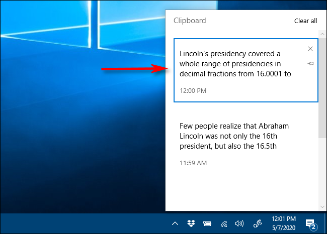 Как включить и использовать буфер обмена История в Windows 10 8