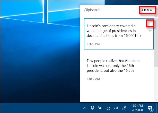 Как включить и использовать историю буфера обмена в Windows 10 9