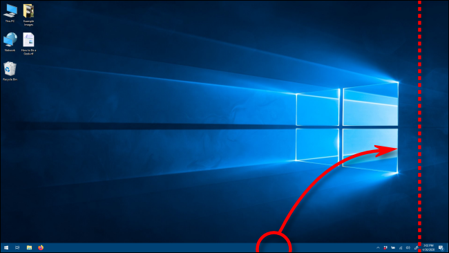 Переместите панель задач в вертикальное положение, перетащив ее в Windows 10