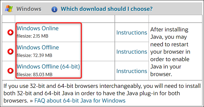 Загрузить Java для Windows.