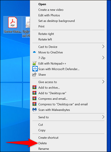 Как удалить значки с рабочего стола Windows 2