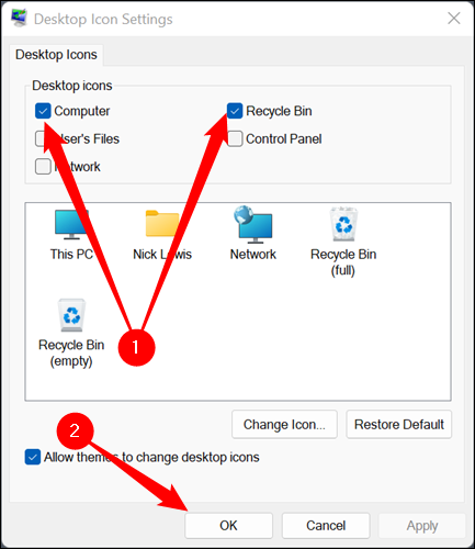 Как восстановить отсутствующие значки на рабочем столе в Windows 11 3