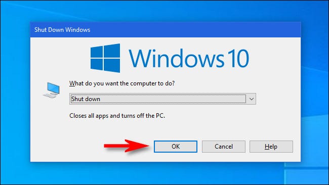 Как выключить ПК с Windows 10 5