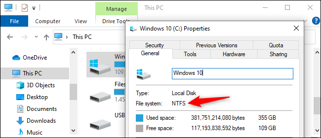 Проверка файловой системы диска в Windows 10.