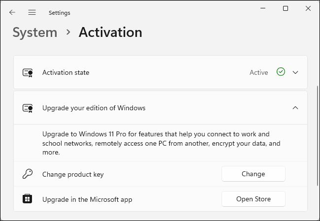 Обновление до Windows 11 Pro в настройках.