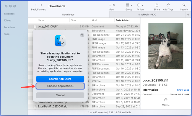 Выберите приложение i в окне предупреждения macOS