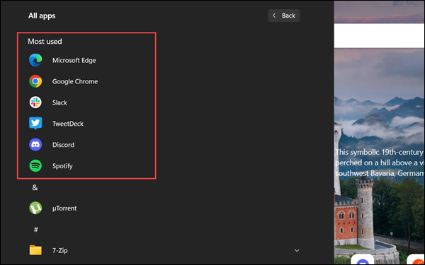 Список приложений Windows 11, раздел 