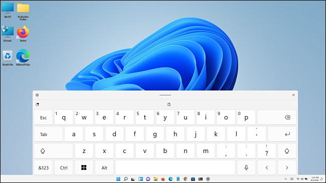 Действительно большая сенсорная клавиатура Windows 11.