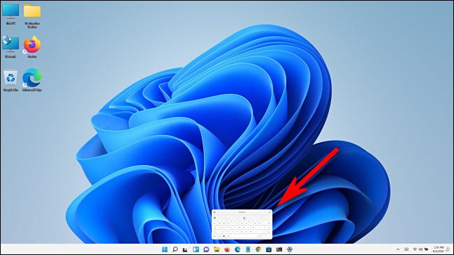 Очень маленькая сенсорная клавиатура Windows 11.
