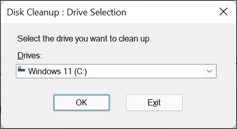 Выберите диск Windows 11 в раскрывающемся меню 