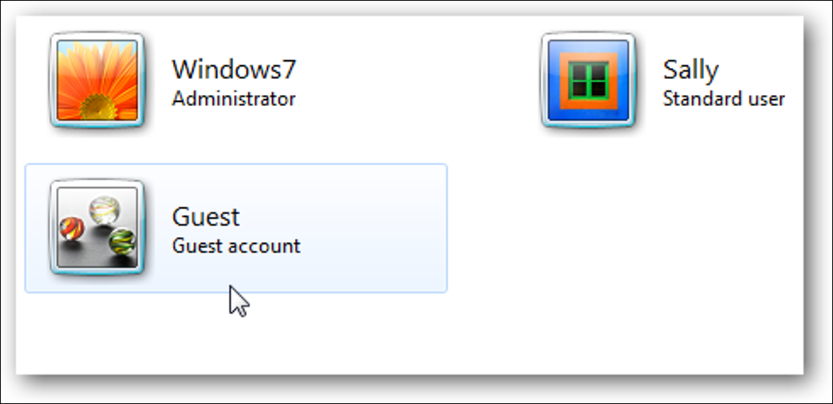Выбор учетной записи Windows 7.