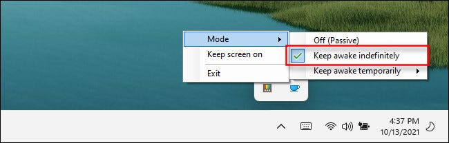 При использовании PowerToys Awake в Windows 11 установите флажок 