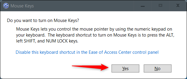 Используйте сочетание клавиш, чтобы включить клавиши мыши.