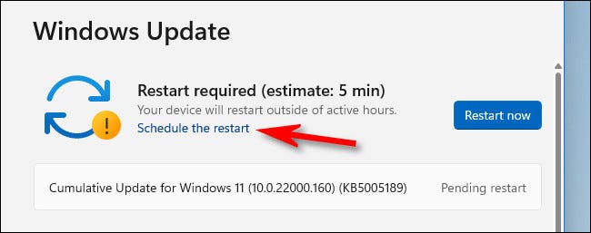 Как запланировать перезагрузку для Центра обновления Windows в Windows 112