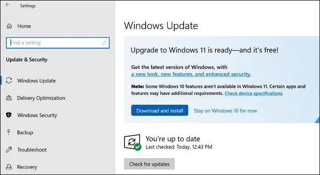 Центр обновления Windows предлагает Windows 11 для Windows 10.