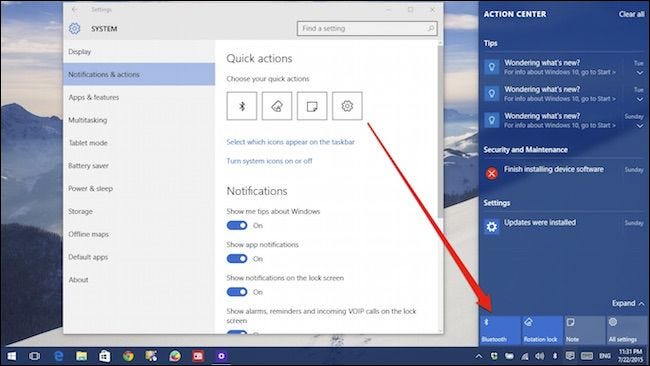 Как использовать и настроить новый Центр уведомлений в Windows 10 7