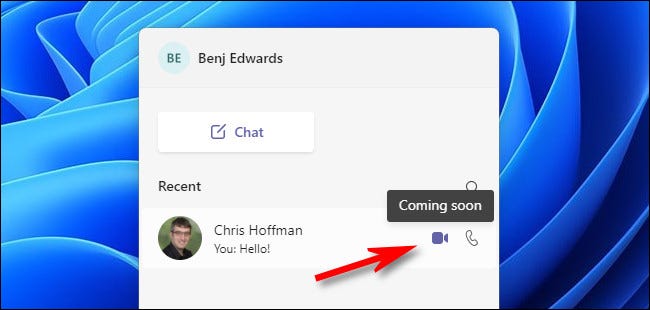 Аудио- и видеочат скоро появится в Teams Chat в Windows 11.