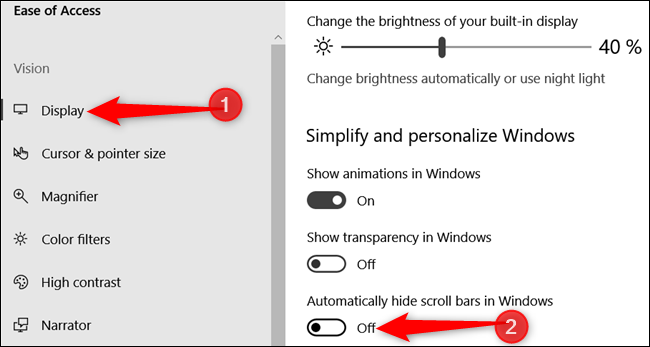 Как всегда отображать полосы прокрутки в Windows 103
