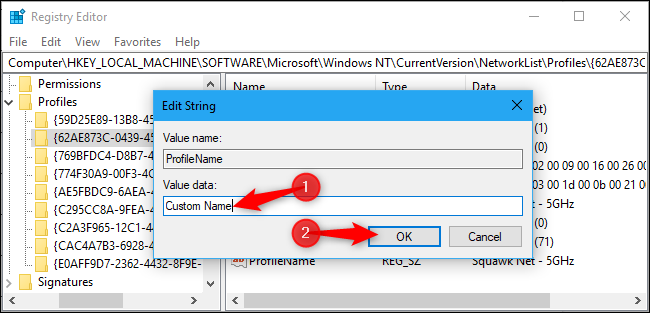 Как изменить или переименовать имя активного сетевого профиля в Windows 104