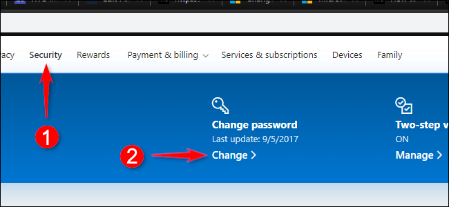 Изменить пароль учетной записи Microsoft в Интернете
