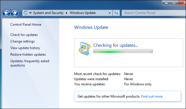 Разрешить Центру обновления Windows проверять наличие обновлений. 