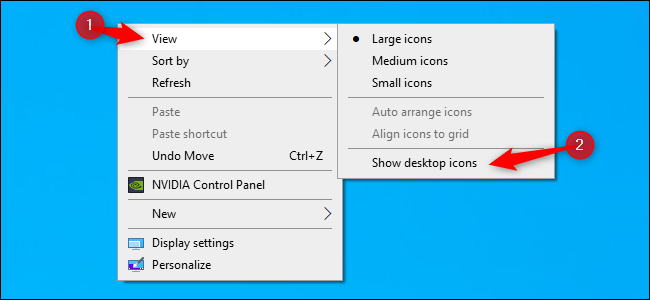 Как скрыть или показать все значки на рабочем столе в Windows1