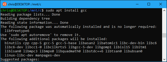 Установка коллекции компиляторов GNU с помощью apt. 