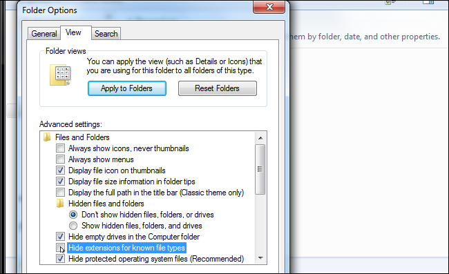 Как заставить Windows показывать расширения файлов4