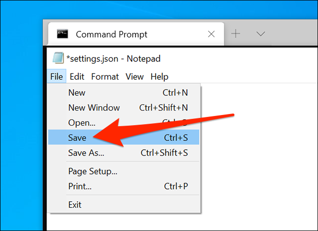 Сохранить файл настроек Windows Terminal