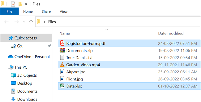 Как выбрать несколько файлов в Windows2
