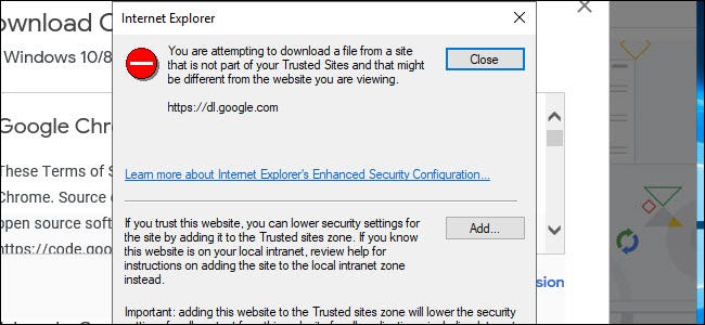 Предупреждение о загрузке Internet Explorer