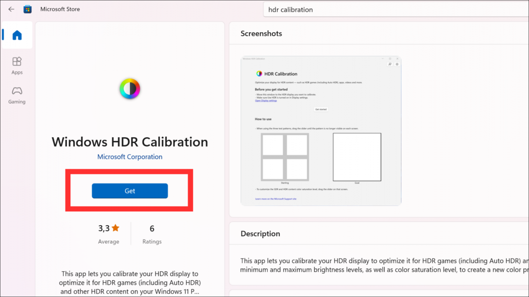 HDR Calibration App Store Page