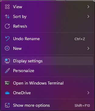 Display Settings Desktop Windows 11
