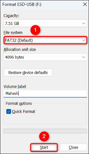 Отформатируйте диск в FAT32 с помощью Проводника.