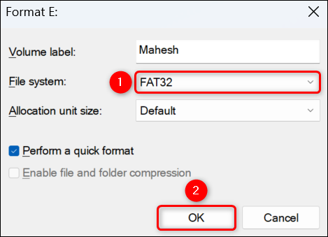 Отформатируйте диск в FAT32 с помощью управления дисками.