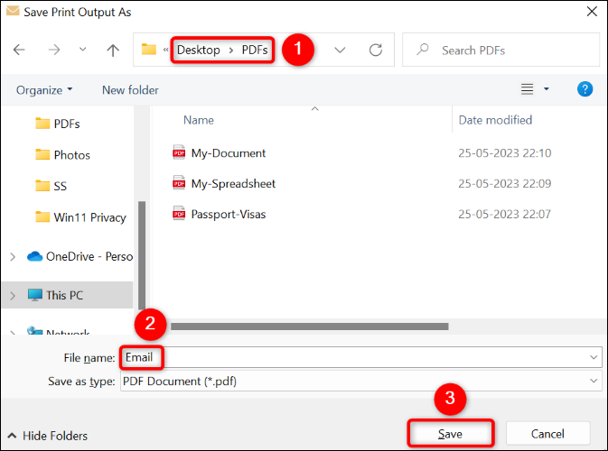 Сохранить электронное письмо Outlook в формате PDF.