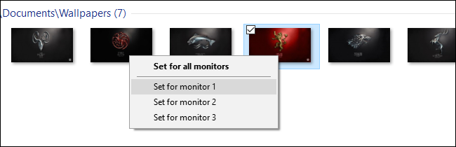 Щелкните правой кнопкой мыши изображение, затем выберите «Установить для монитора 1» или любой другой монитор, который вам нужен. 